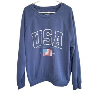 Zoe + Liv USA America Crewneck Sweatshirt XXL Blue Oversize Preppy Nautical